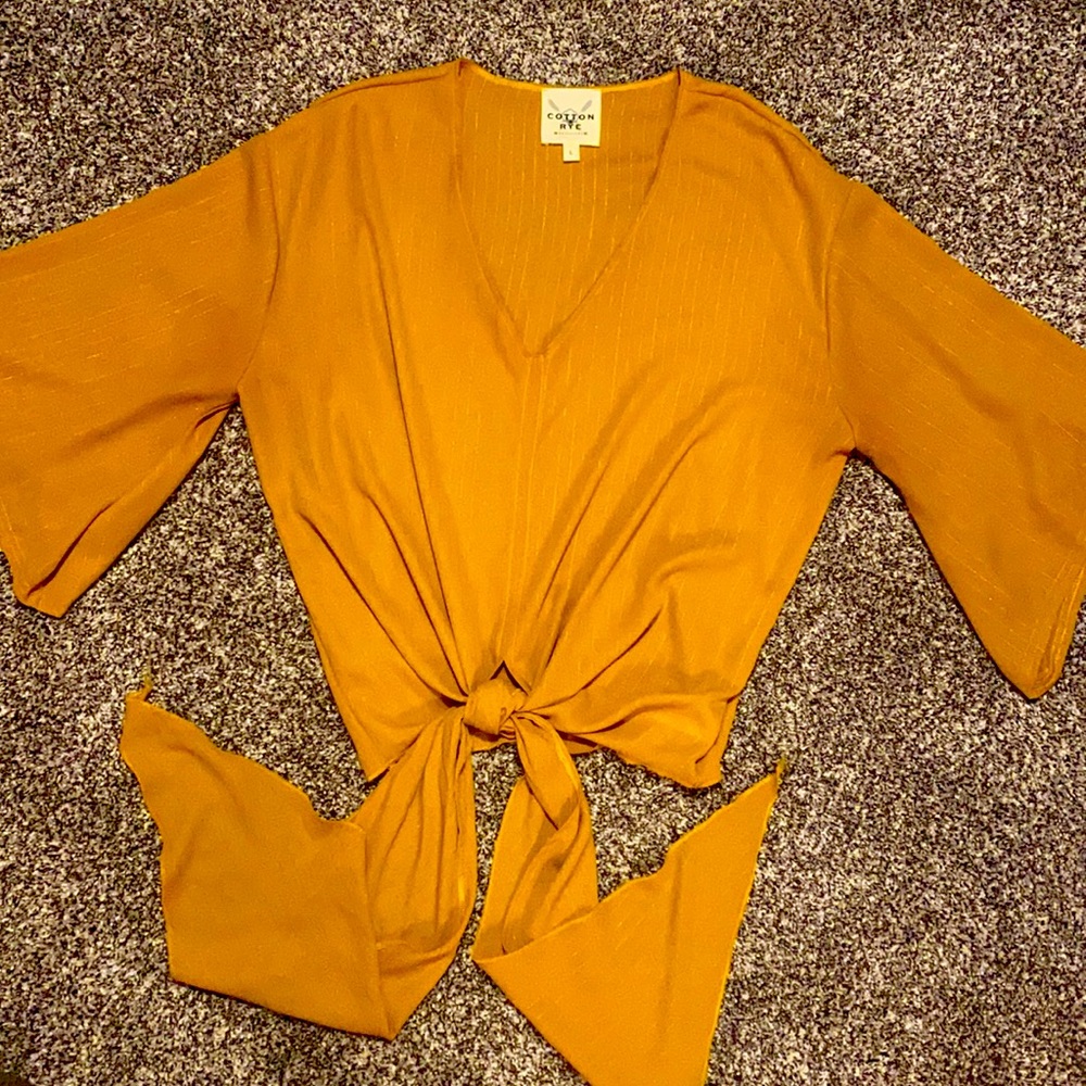 Cotton & Rye Outfitters Mustard blouse with ties